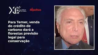 Para Temer, venda do crédito de carbono dará a florestas previsão legal para conservação