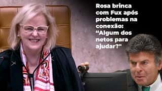 Rosa brinca com Fux após problemas na conexão: "Algum dos netos para ajudar?"