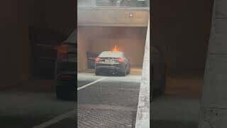 Veja momento em que carro da ministra Isabel Gallotti, do STJ, pega fogo, e ação dos socorristas