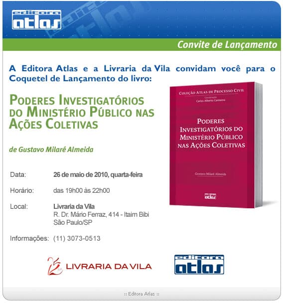Lançamento do livro "Poderes Investigatórios do Ministério Público nas Ações Coletivas"