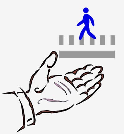 O pedestre na mão