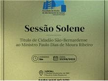 Docente da FDSBC recebe título de Cidadão São-Bernardense