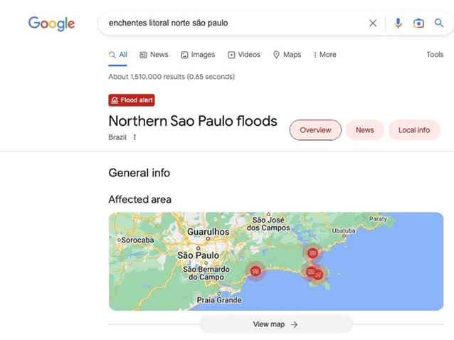 Google disponibiliza alerta direto no topo dos resultados da Busca. (Imagem: Divulgação Google)