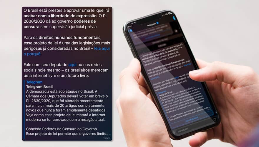 O ministro ameaça suspender o funcionamento do aplicativo Telegram no país em 72 horas. (Imagem: Arte Migalhas)