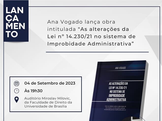 Ana Vogado lança livro sobre Improbidade Administrativa