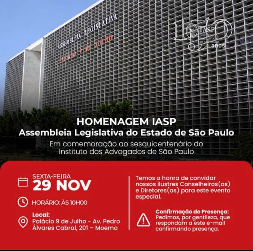 IASP celebra 150 anos com solenidade na ALESP (Imagem: Divulgação)