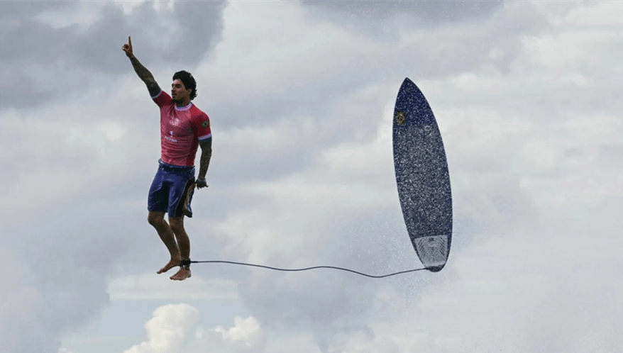 Gabriel Medina nas Olimpíadas de 2024. (Imagem: Reprodução)