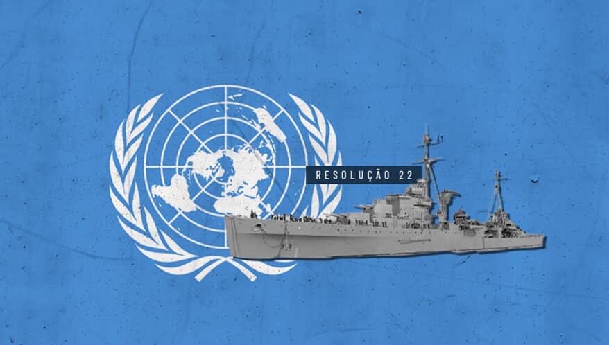  (Imagem: ONU/Beadell, S J (Lt), Royal Navy Official Photographer/Arte Migalhas)