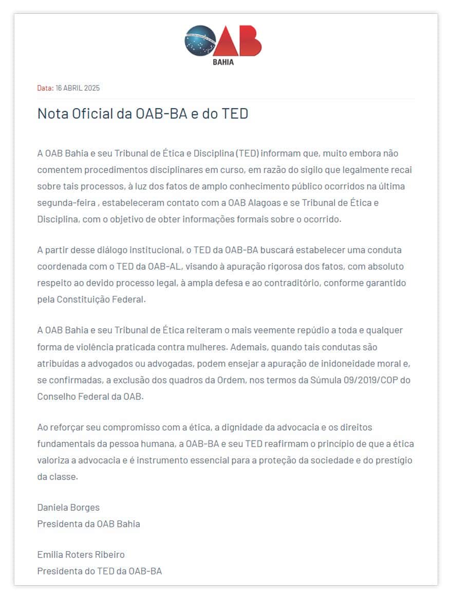  (Imagem: Reprodução/OAB-BA)