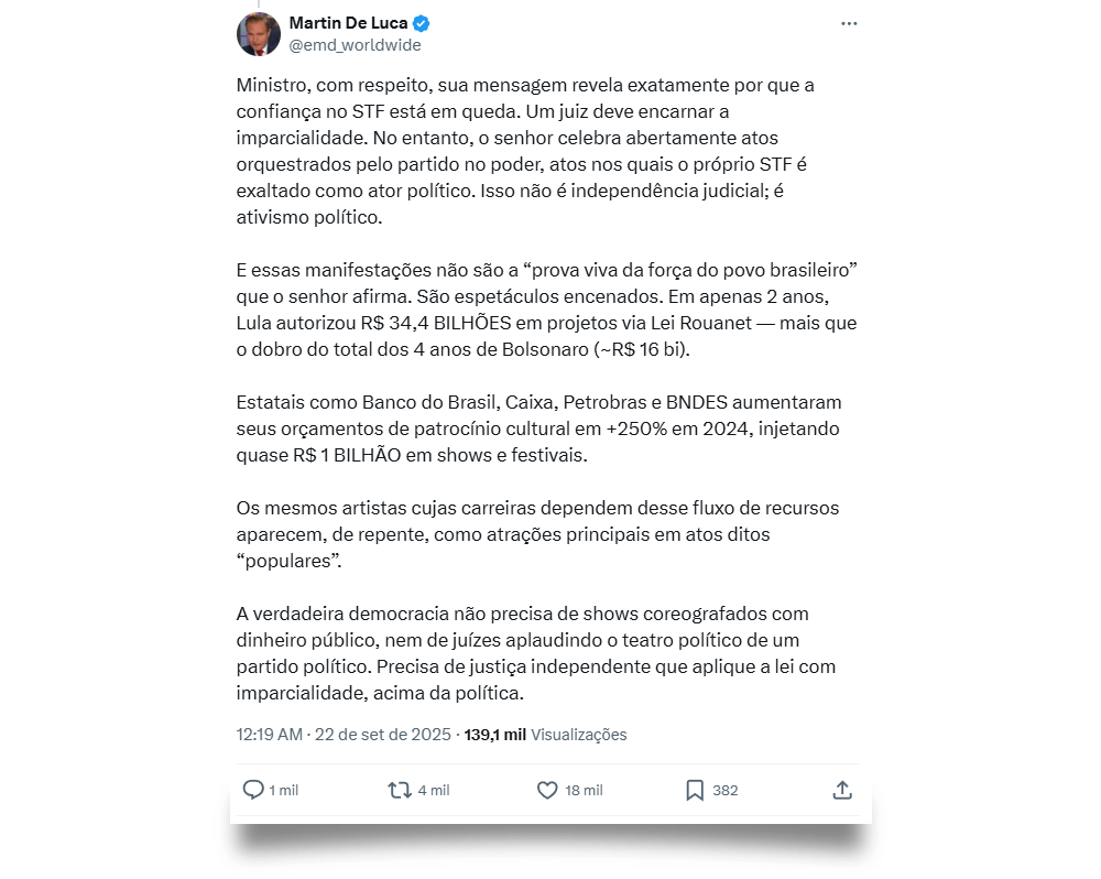  (Imagem: Repredução/X)