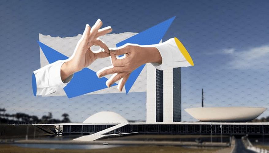 23 de setembro é o Dia Internacional da Linguagem de Sinais.  (Imagem: Arte Migalhas)