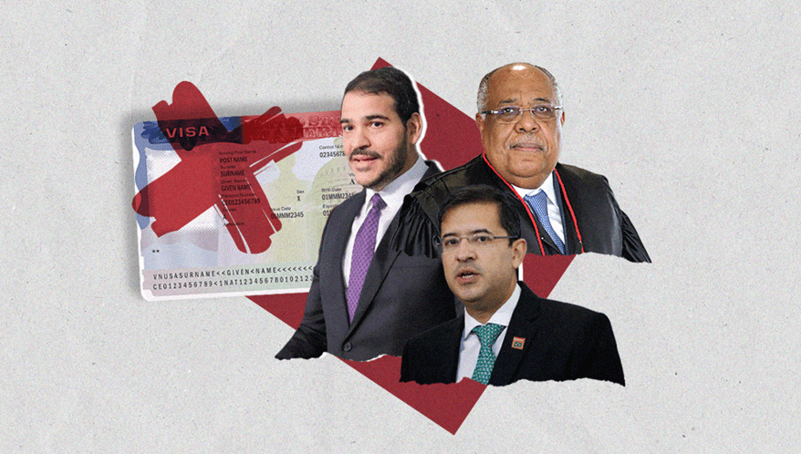 Jorge Messias, José Levi e Benedito Gonçalves tiveram vistos dos EUA revogados.  (Imagem: Alan Santos/PR | Renato Menezes/AsocmAGU | TSE | Arte Migalhas)
