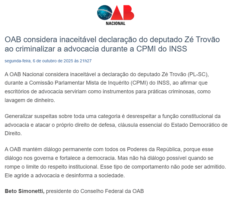  (Imagem: Reprodução/OAB)