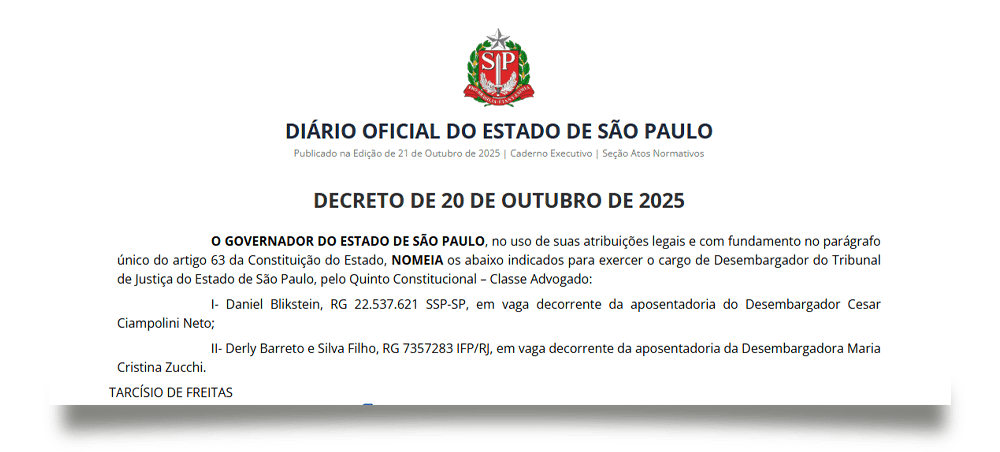  (Imagem: Reprodução/Diário Oficial do Estado de São Paulo)