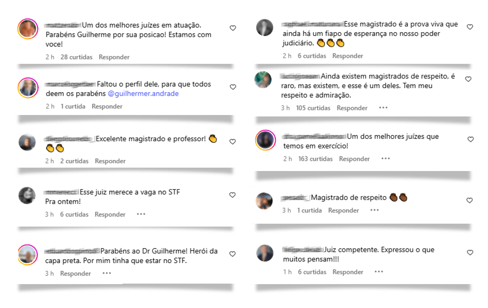 Nas redes sociais, repercussão das postagens do magistrado foi positiva.  (Imagem: Reprodução/Instagram)