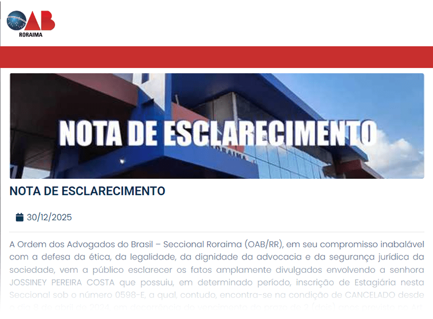  (Imagem: Reprodução/OAB-RR)