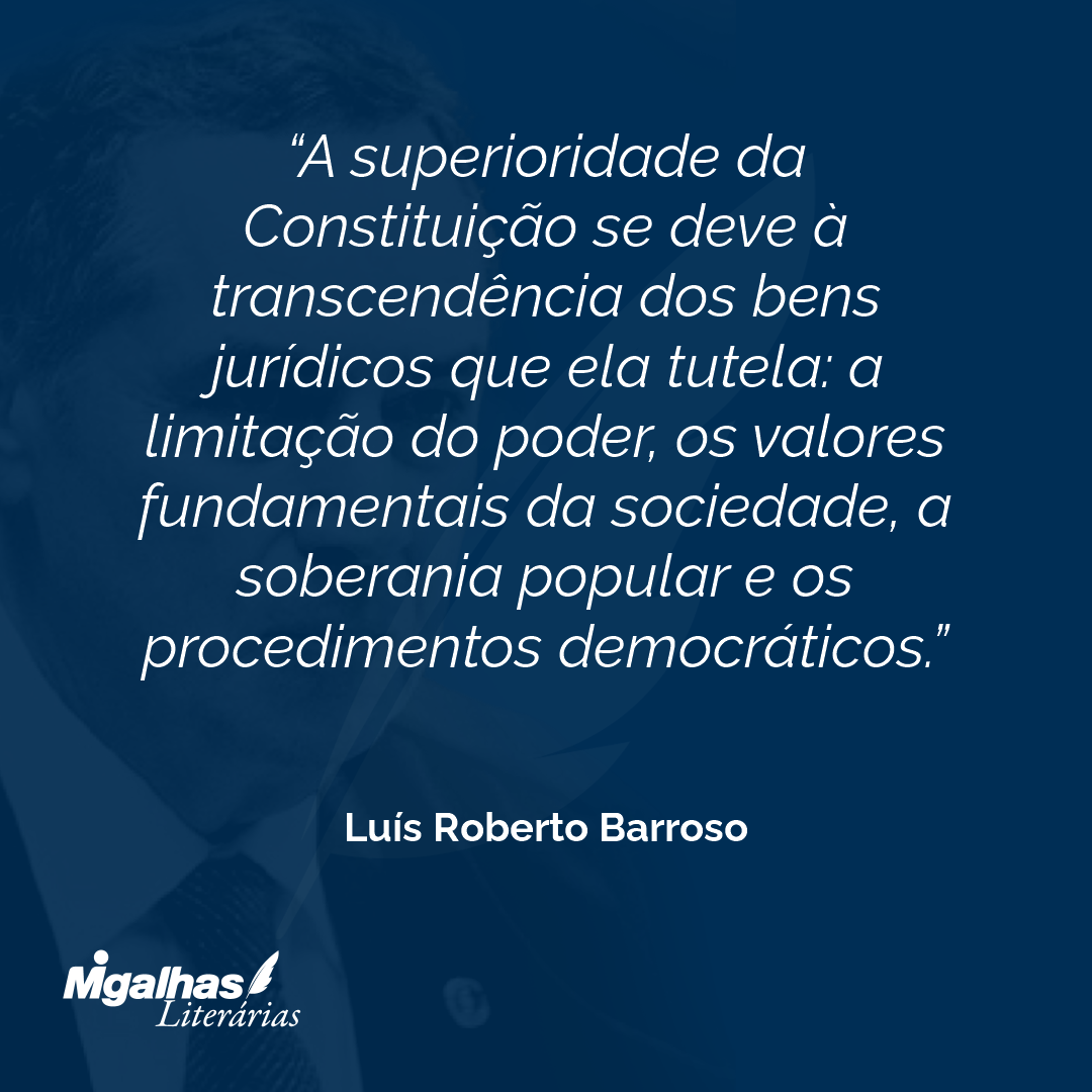 A superioridade da Constituição se deve à transcendência dos bens jurídicos que ela tutela: a limitação do poder, os valores fundamentais da sociedade, a soberania popular e os procedimentos democráticos.