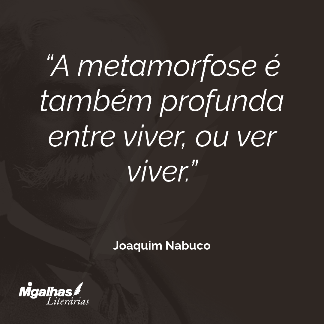 A metamorfose é também profunda entre viver, ou ver viver.