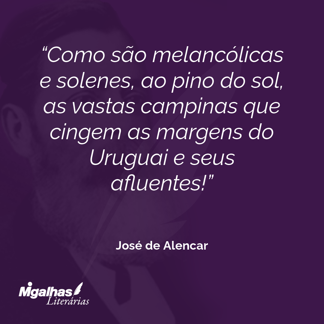 Como são melancólicas e solenes, ao pino do sol, as vastas campinas que cingem as margens do Uruguai e seus afluentes!  