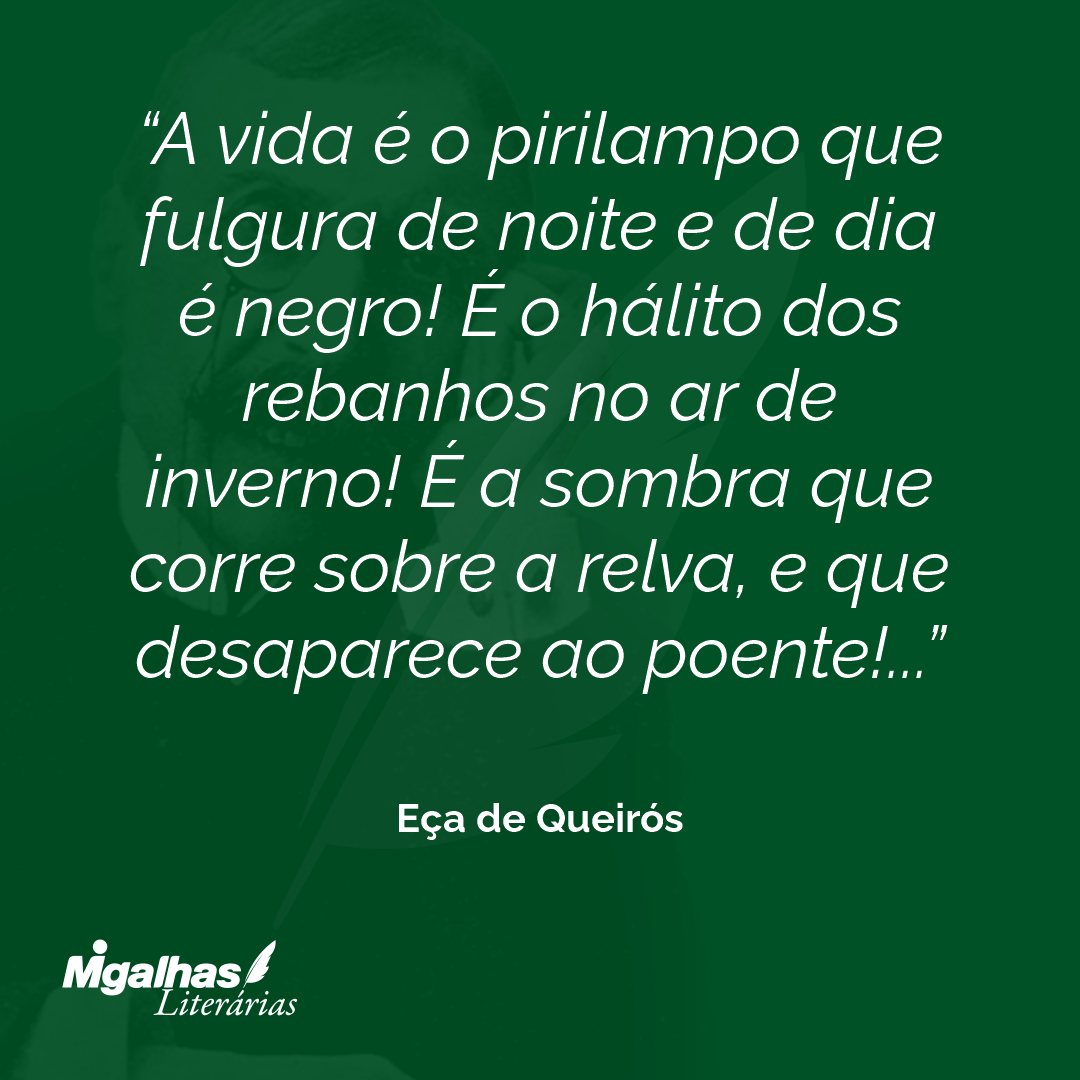 A vida é o pirilampo que fulgura de noite e de dia é negro! É o hálito dos rebanhos no ar de inverno! É a sombra que corre sobre a relva, e que desaparece ao poente!... 