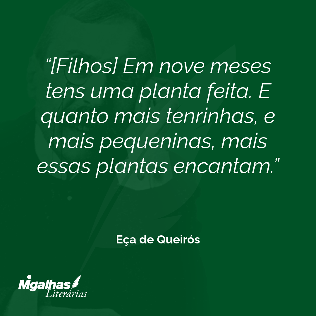 [Filhos] Em nove meses tens uma planta feita. E quanto mais tenrinhas, e mais pequeninas, mais essas plantas encantam. 