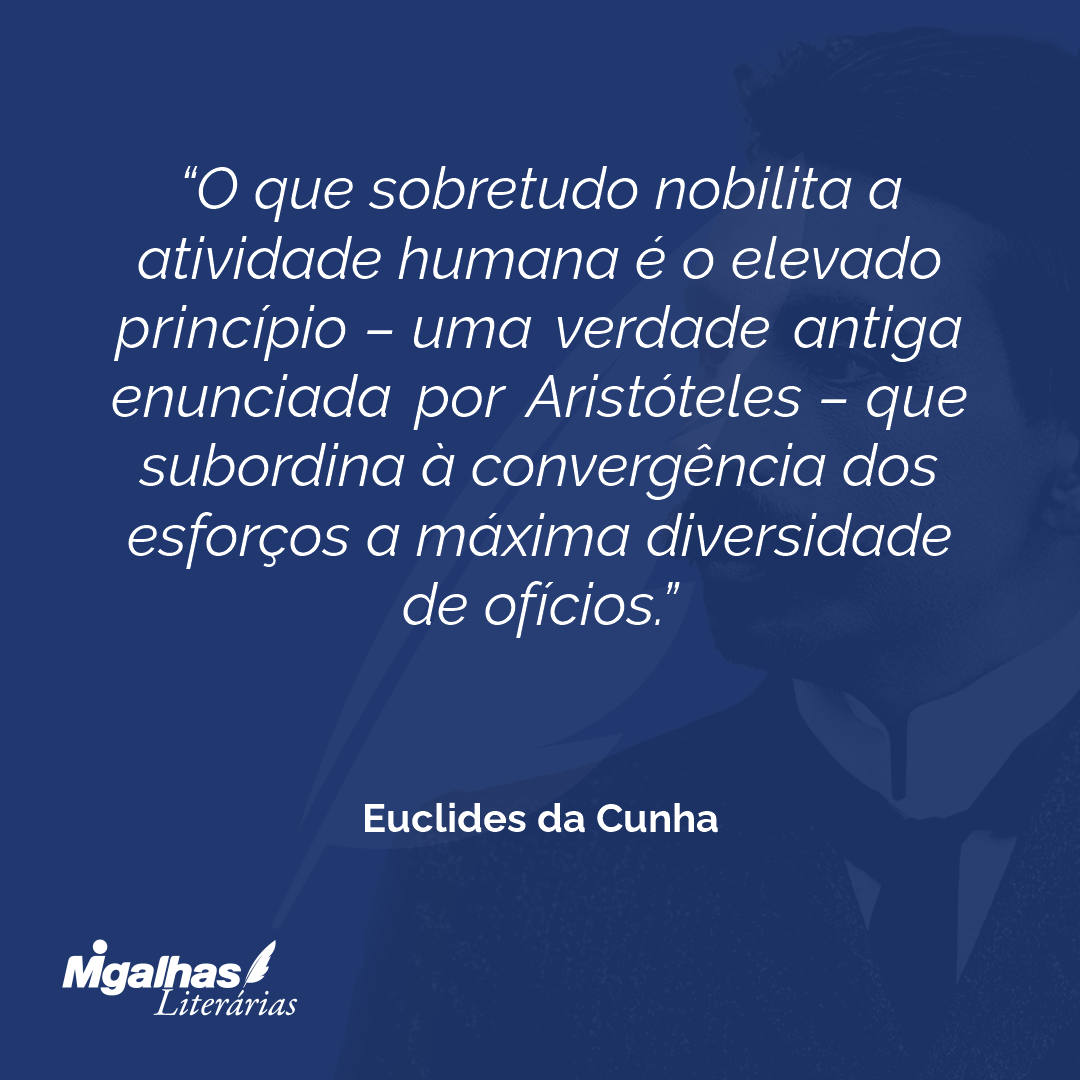 O que sobretudo nobilita a atividade humana é o elevado princípio - uma verdade antiga enunciada por Aristóteles - que subordina à convergência dos esforços a máxima diversidade de ofícios.