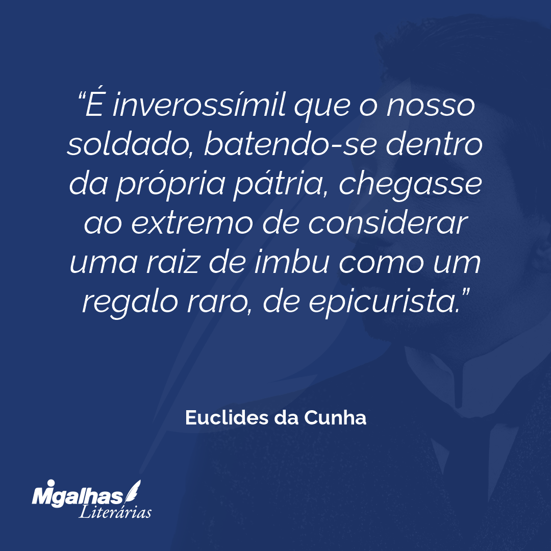 É inverossímil que o nosso soldado, batendo-se dentro da própria pátria, chegasse ao extremo de considerar uma raiz de imbu como um regalo raro, de epicurista.