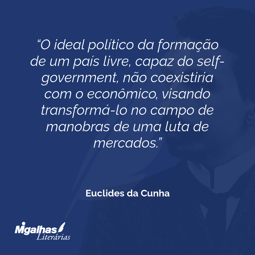 O ideal político da formação de um país livre, capaz do self-government, não coexistiria com o econômico, visando transformá-lo no campo de manobras de uma luta de mercados.