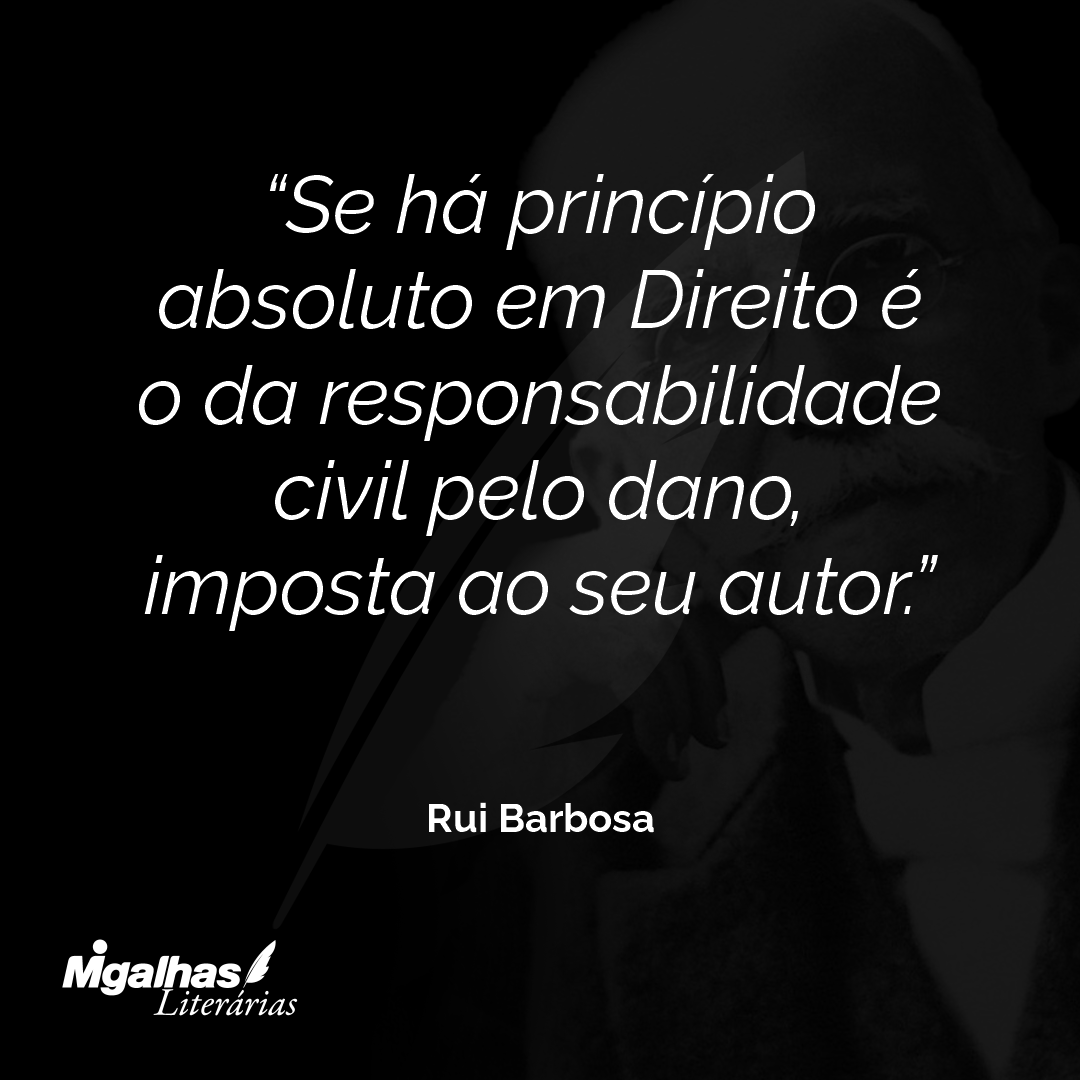 Se há princípio absoluto em Direito é o da responsabilidade civil pelo dano, imposta ao seu autor.
