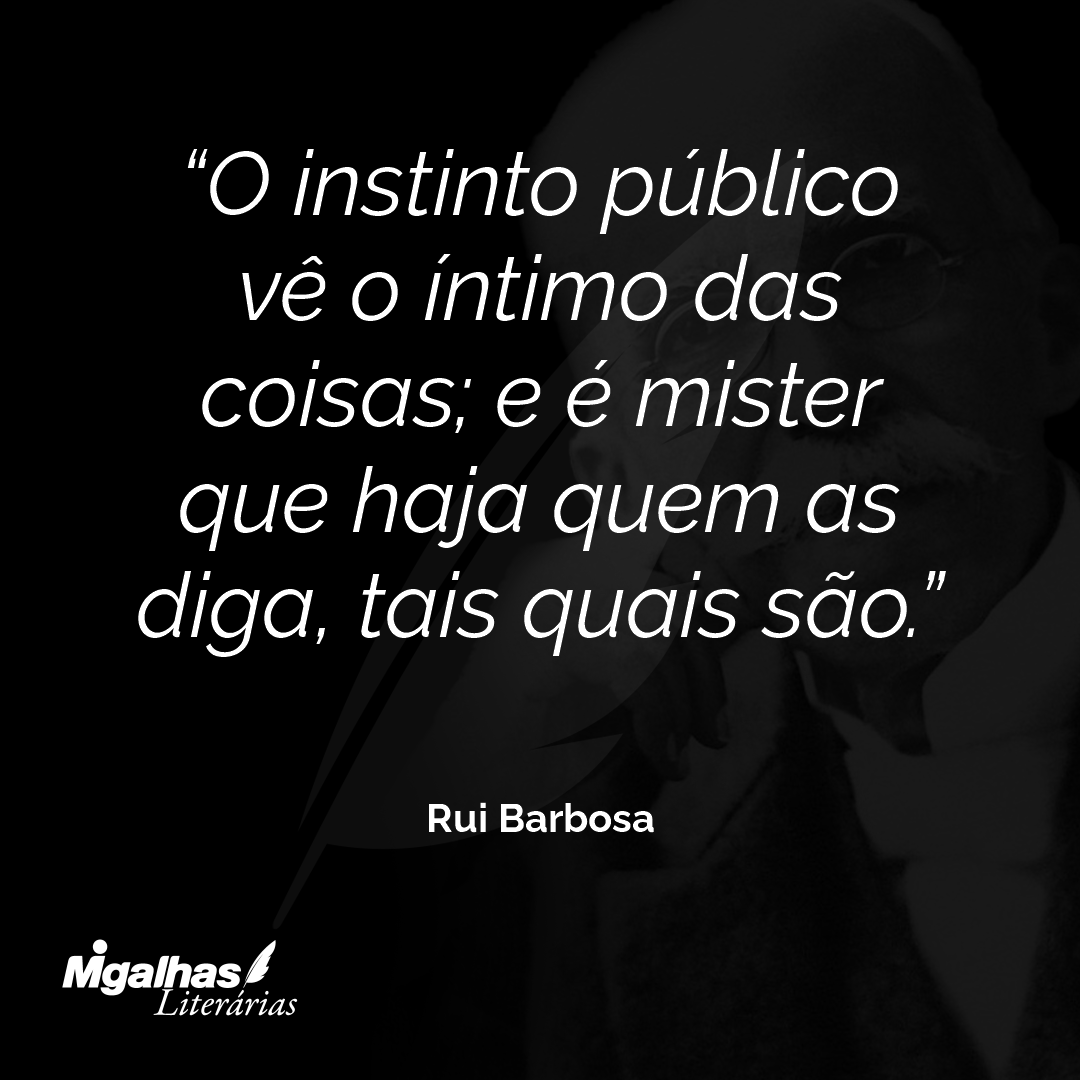 O instinto público vê o íntimo das coisas; e é mister que haja quem as diga, tais quais são.