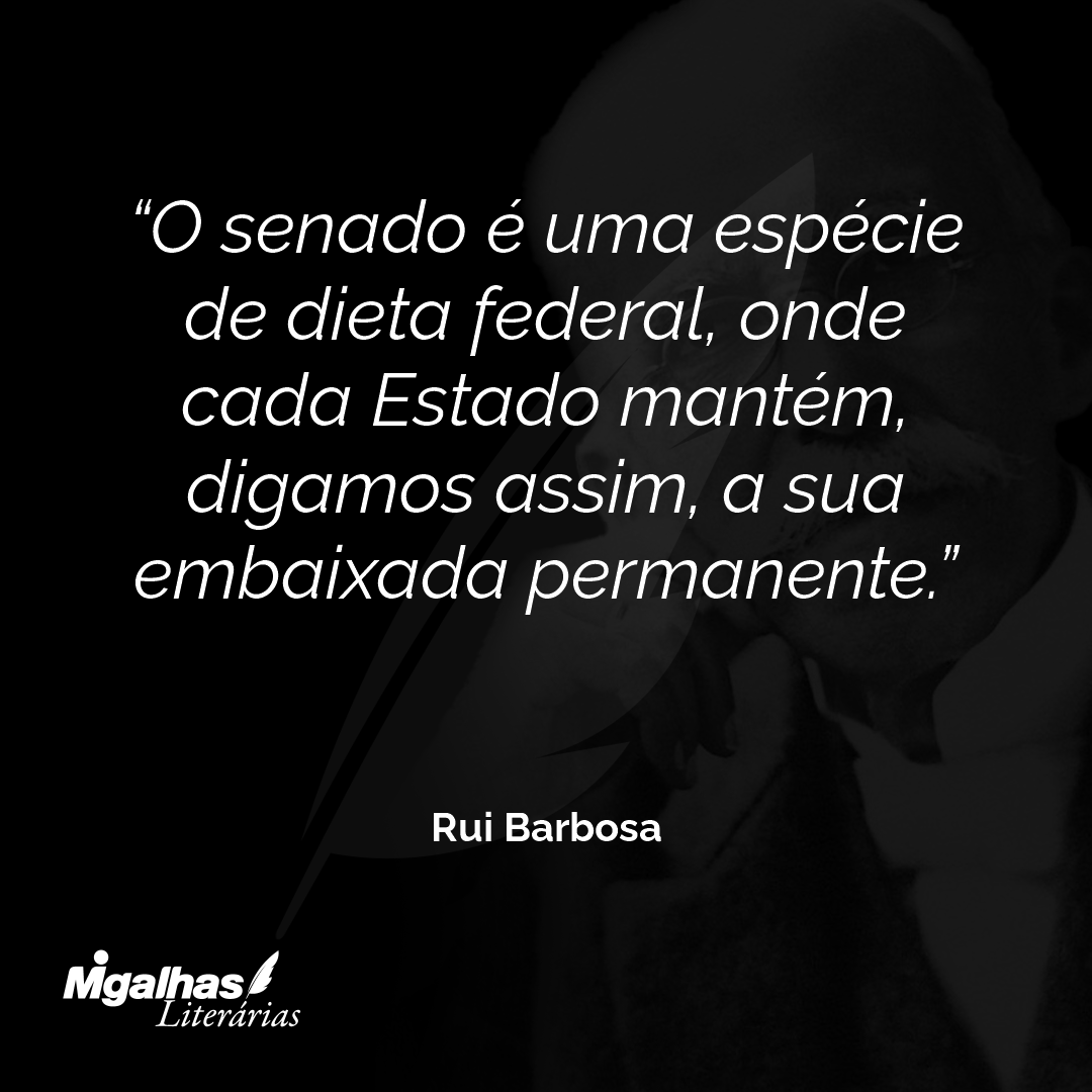 O senado é uma espécie de dieta federal, onde cada Estado mantém, digamos assim, a sua embaixada permanente.